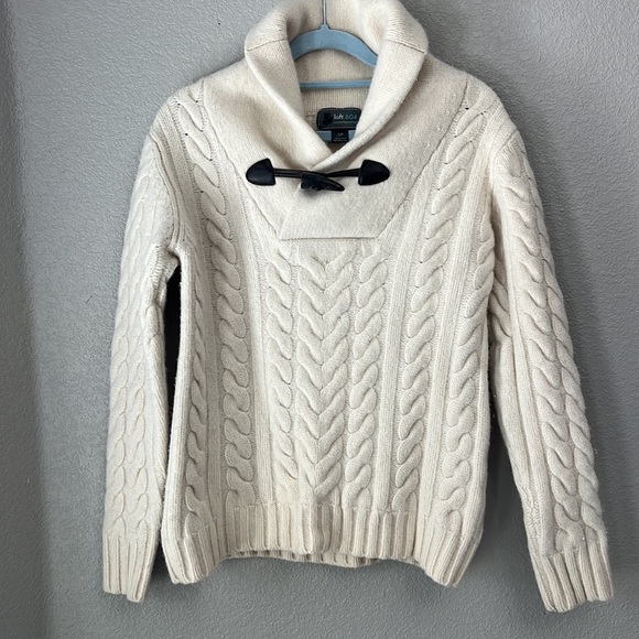 Loft 604 Men’s Natural Cable Wool High Collar Pullover Sweater Small - Picture 2 of 9